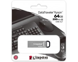 KINGSTON DATATRAVELER KYSON MEMORIA USB 64GB - 3.2 GEN 1 - 200BS/ EN LECTURA - DISEÑO METÁLICO - PLATA